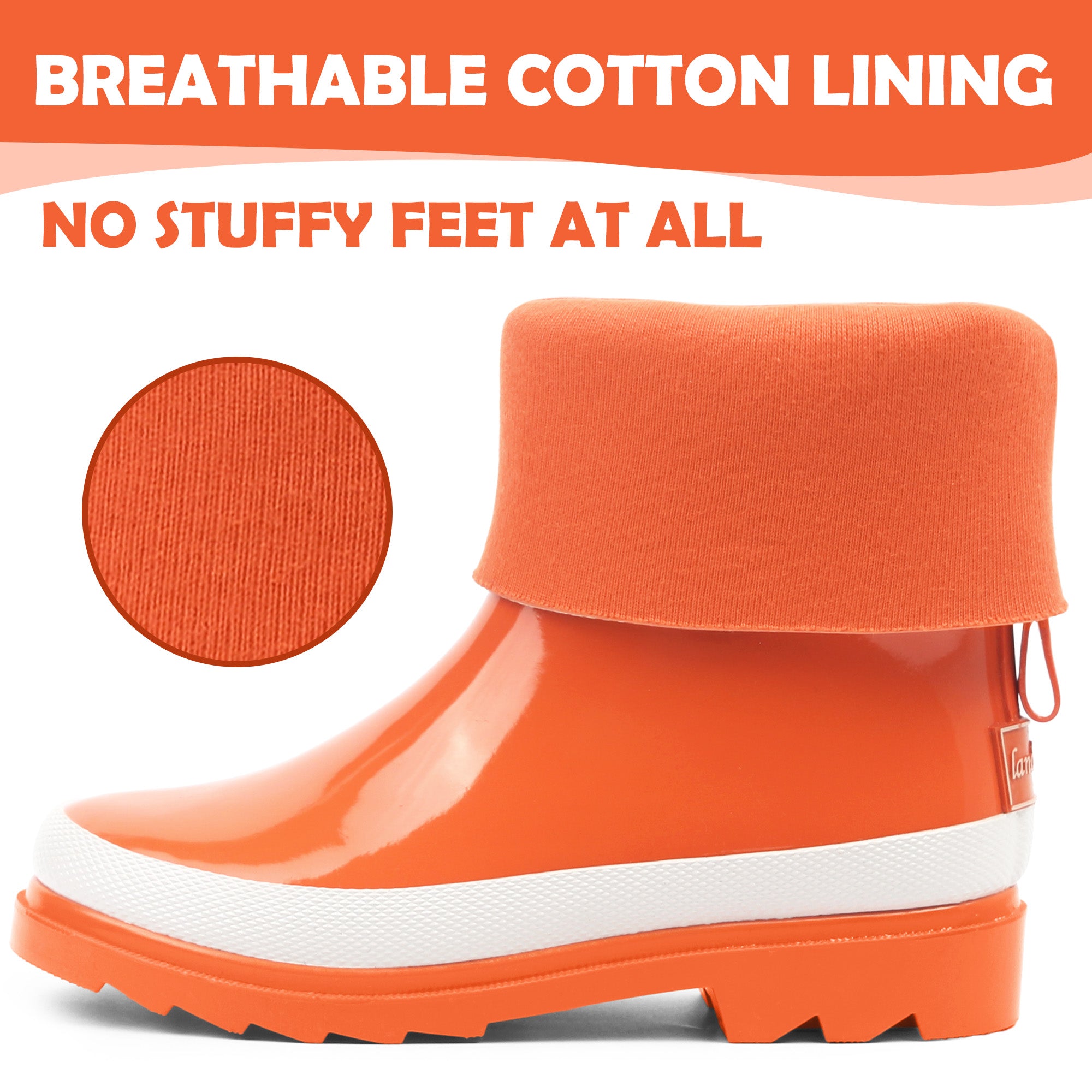 Energizing Orange Rain Boots Kids| Landchief Durable Natural Rubber ...